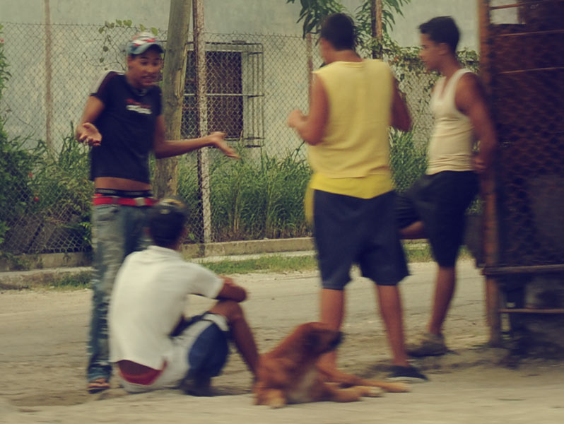 Cuban boys in retro colours