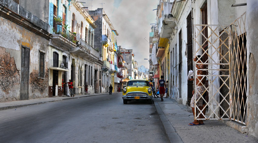 Yellow Vintage Car in Habana, Cuba